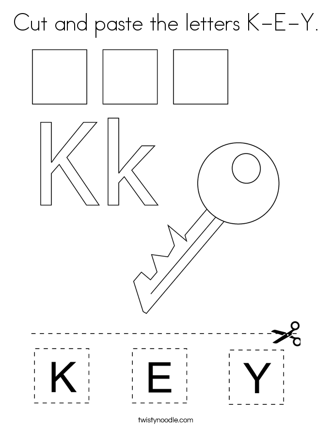 Cut and paste the letters K-E-Y. Coloring Page