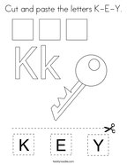 Cut and paste the letters K-E-Y Coloring Page