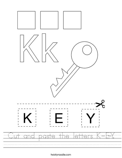 Cut and paste the letters K-E-Y. Worksheet
