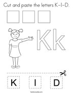 Cut and paste the letters K-I-D Coloring Page