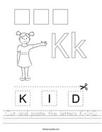 Cut and paste the letters K-I-D Handwriting Sheet