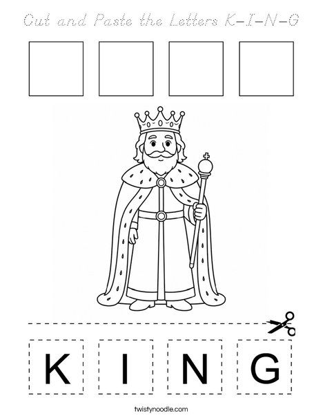 Cut and Paste the Letters K-I-N-G Coloring Page