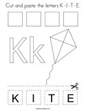 Cut and paste the letters K-I-T-E Coloring Page