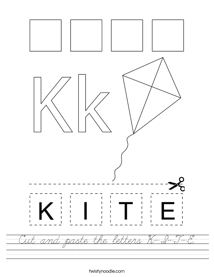 Cut and paste the letters K-I-T-E. Worksheet