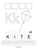 Cut and paste the letters K-I-T-E. Worksheet
