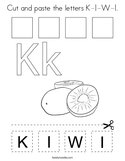 Cut and paste the letters K-I-W-I Coloring Page