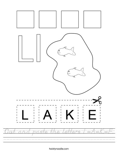 Cut and paste the letters L-A-K-E. Worksheet