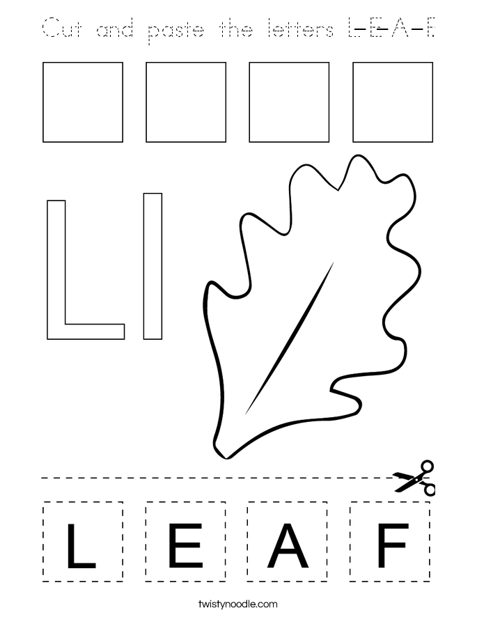 Cut and paste the letters L-E-A-F. Coloring Page