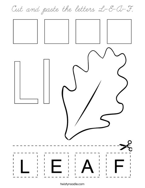 Cut and paste the letters L-E-A-F. Coloring Page