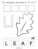 Cut and paste the letters L-E-A-F Coloring Page