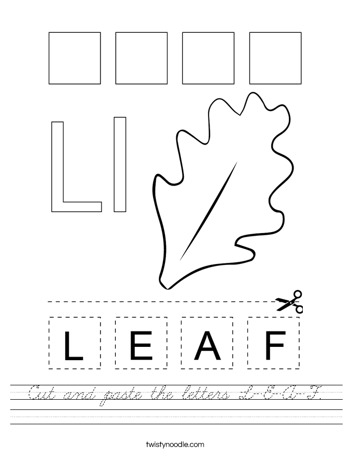Cut and paste the letters L-E-A-F. Worksheet