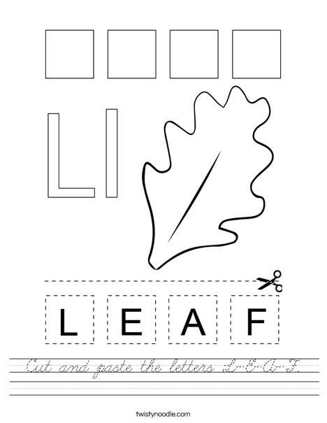 Cut and paste the letters L-E-A-F. Worksheet