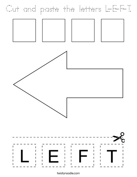 Cut and paste the letters L-E-F-T. Coloring Page