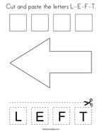 Cut and paste the letters L-E-F-T Coloring Page