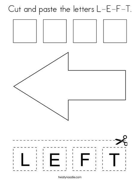 Cut and paste the letters L-E-F-T. Coloring Page