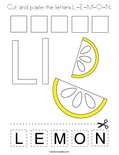 Cut and paste the letters L-E-M-O-N. Coloring Page