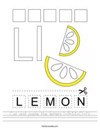 Cut and paste the letters L-E-M-O-N Handwriting Sheet
