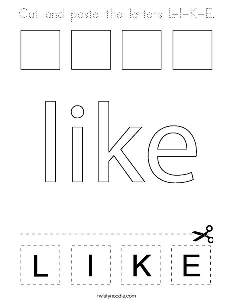 Cut and paste the letters L-I-K-E. Coloring Page