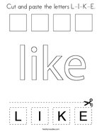 Cut and paste the letters L-I-K-E Coloring Page