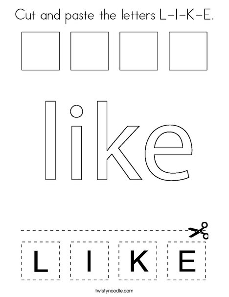 Cut and paste the letters L-I-K-E. Coloring Page