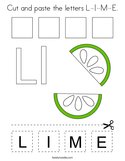 Cut and paste the letters L-I-M-E Coloring Page