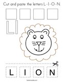 Cut and paste the letters L-I-O-N Coloring Page