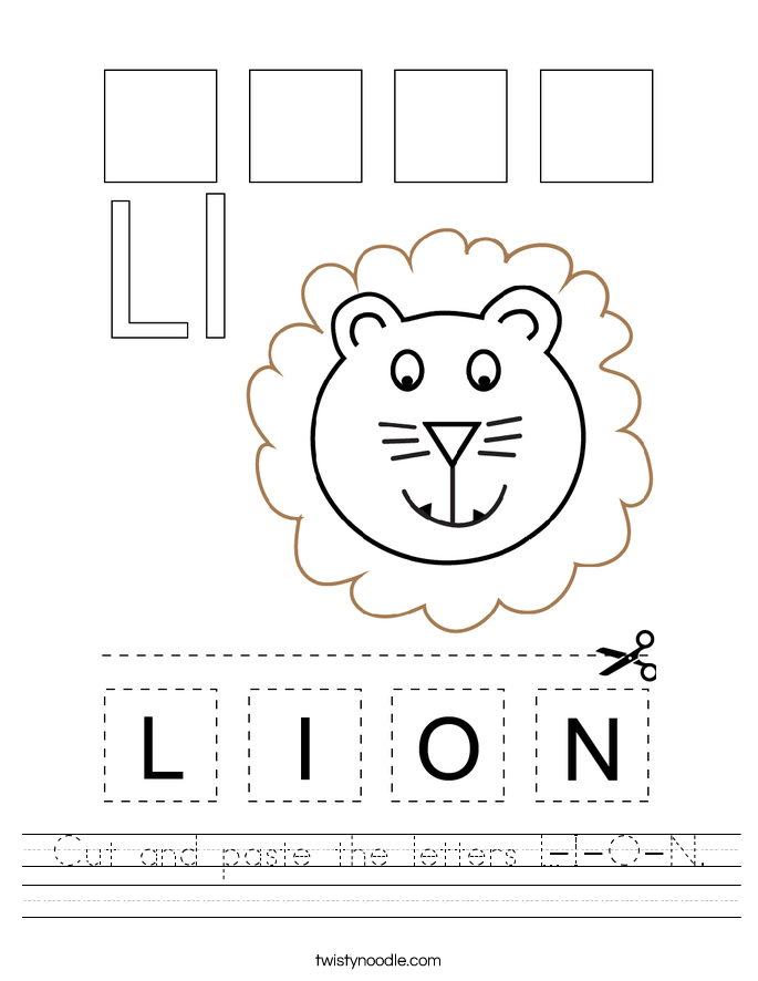 Cut and paste the letters L-I-O-N. Worksheet