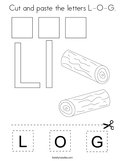 Cut and paste the letters L-O-G Coloring Page