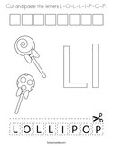 Cut and paste the letters L-O-L-L-I-P-O-P Coloring Page