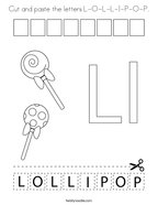 Cut and paste the letters L-O-L-L-I-P-O-P Coloring Page
