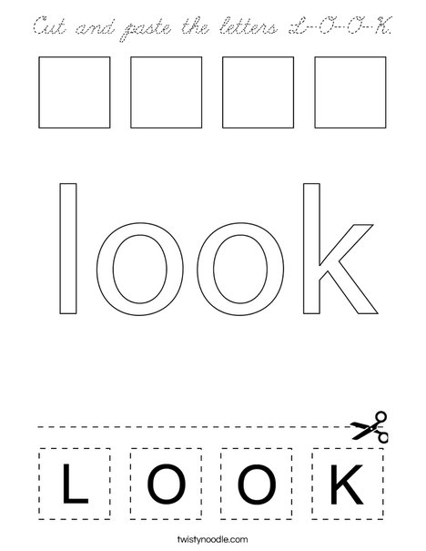 Cut and paste the letters L-O-O-K. Coloring Page