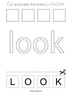 Cut and paste the letters L-O-O-K Coloring Page