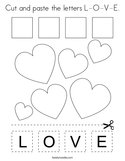 Cut and paste the letters L-O-V-E Coloring Page