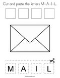 Cut and paste the letters M-A-I-L. Coloring Page