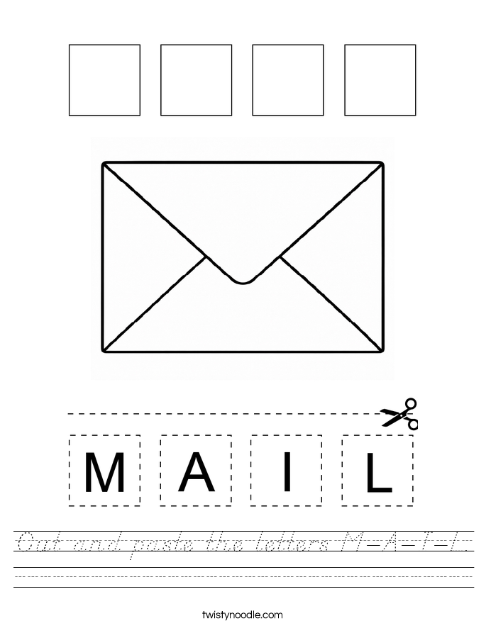 Cut and paste the letters M-A-I-L. Worksheet