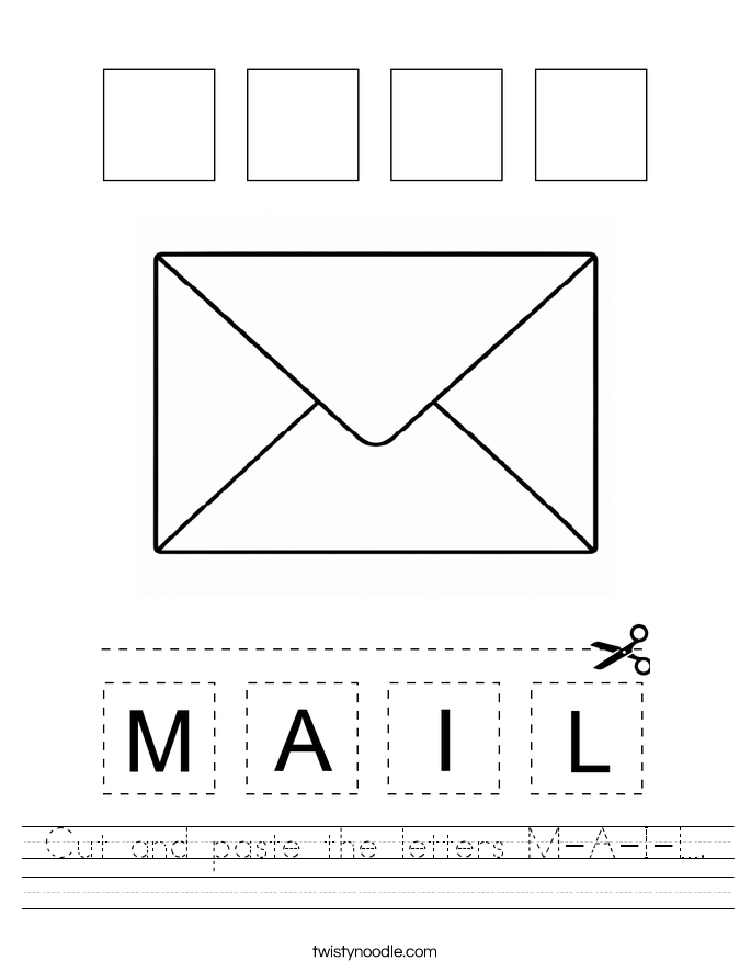 Cut and paste the letters M-A-I-L. Worksheet