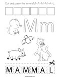 Cut and paste the letters M-A-M-M-A-L. Coloring Page