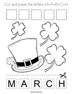 Cut and paste the letters M-A-R-C-H Coloring Page