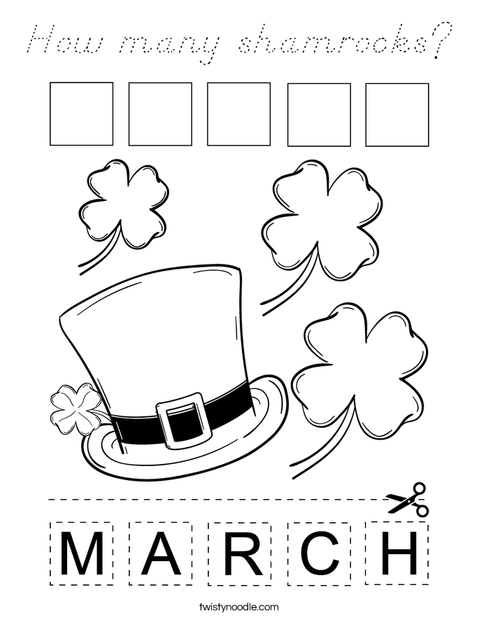 How many shamrocks? Coloring Page