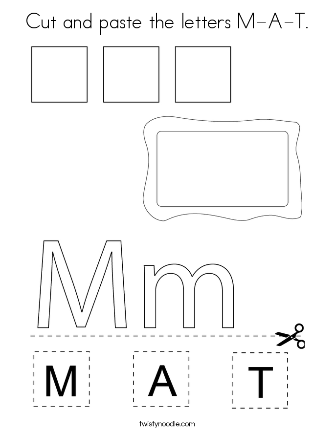 Cut and paste the letters M-A-T. Coloring Page