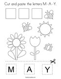 Cut and paste the letters M-A-Y Coloring Page