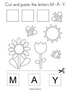 Cut and paste the letters M-A-Y Coloring Page