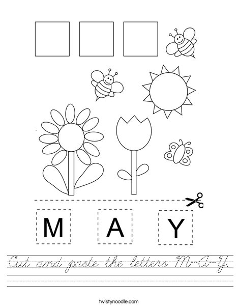 Cut and paste the letters M-A-Y. Worksheet