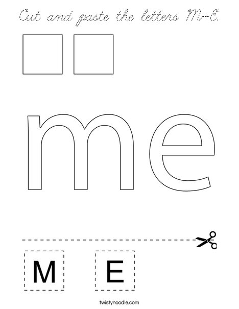 Cut and paste the letters M-E. Coloring Page