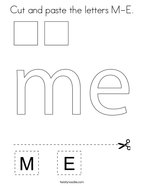 Cut and paste the letters M-E Coloring Page