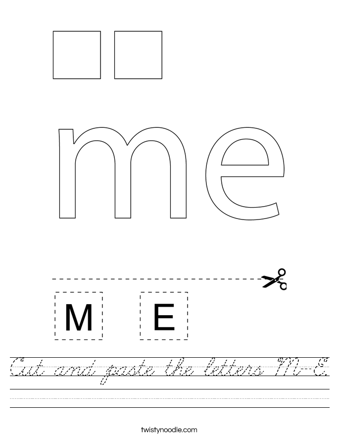 Cut and paste the letters M-E. Worksheet