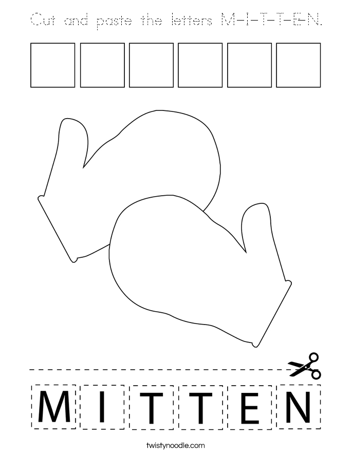 Cut and paste the letters M-I-T-T-E-N. Coloring Page