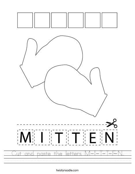 Cut and paste the letters M-I-T-T-E-N. Worksheet