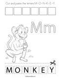 Cut and paste the letters M-O-N-K-E-Y Coloring Page