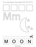 Cut and paste the letters M-O-O-N Coloring Page